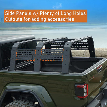 High Overland Bed Rack for Mid-Size Trucks w/Bed Rails - Compatible with 05-23 Toyota Tacoma & 20-23 Jeep Gladiator JT - OMOTOR
