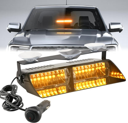 LED Dash Police Emergency Strobe Light Bar, 16 LEDs, 19 Flash Patterns, Magnetic Windshield Warning Light for Bus, RV, Car, Truck, Tractor - OMOTOR