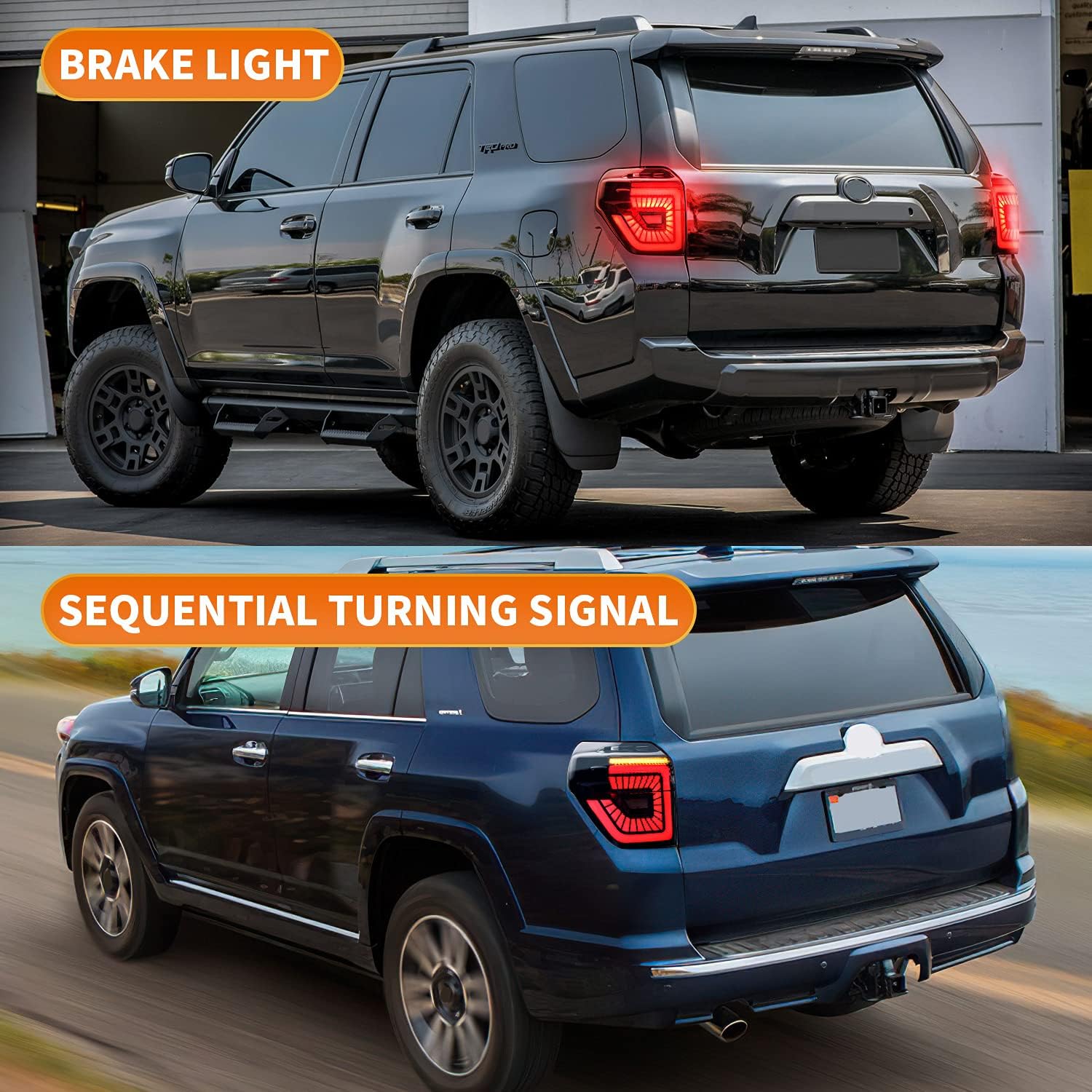 LED Tail Lights for Toyota 4Runner TRD/Limited/Off-Road/SR5/Sport/Nightshade 2014-2023,Rear Light Assembly with Sequential Turn Signal/Start Up Animation Light for 4 Runner,Smoked (Style 1)