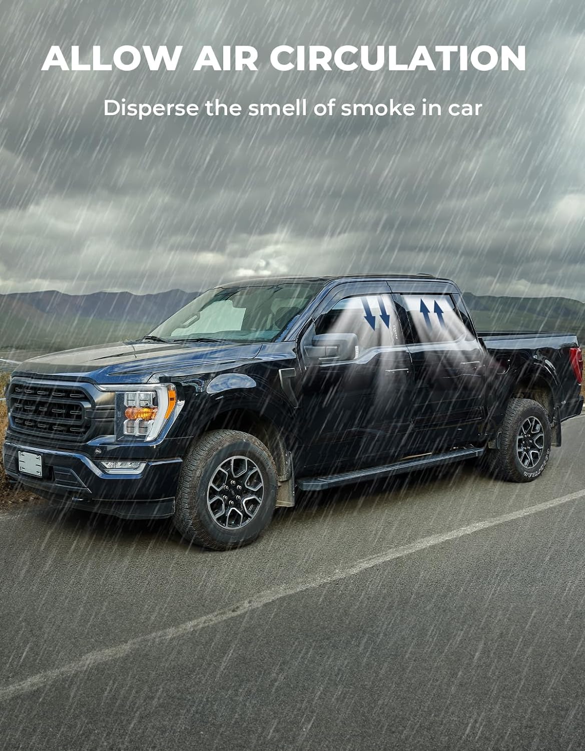 JOYTUTUS Vent Visor Compatible with 2015-2024 Ford F150, 2017-2024 F-150 Raptor Crew Cab, Outside Mount Car Window Rain Guards Deflectors, Vent Shades Accessories