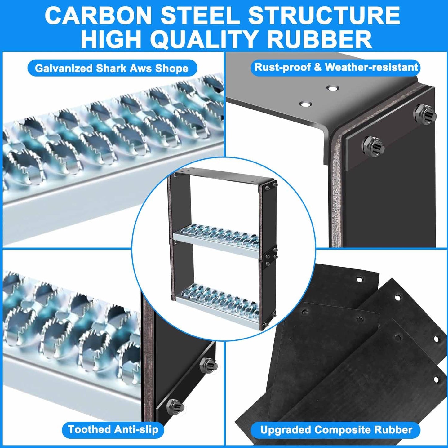 Universal Flexible Rubber Truck Step, Commercial Truck Accessories with 14" Wide x 10" Tall