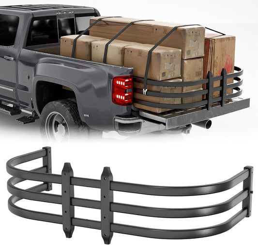 Black Aluminum Truck Bed Extender Retractable 59-69 inches for Silverado Ram Tundra Ford and Other Full-Size Trucks