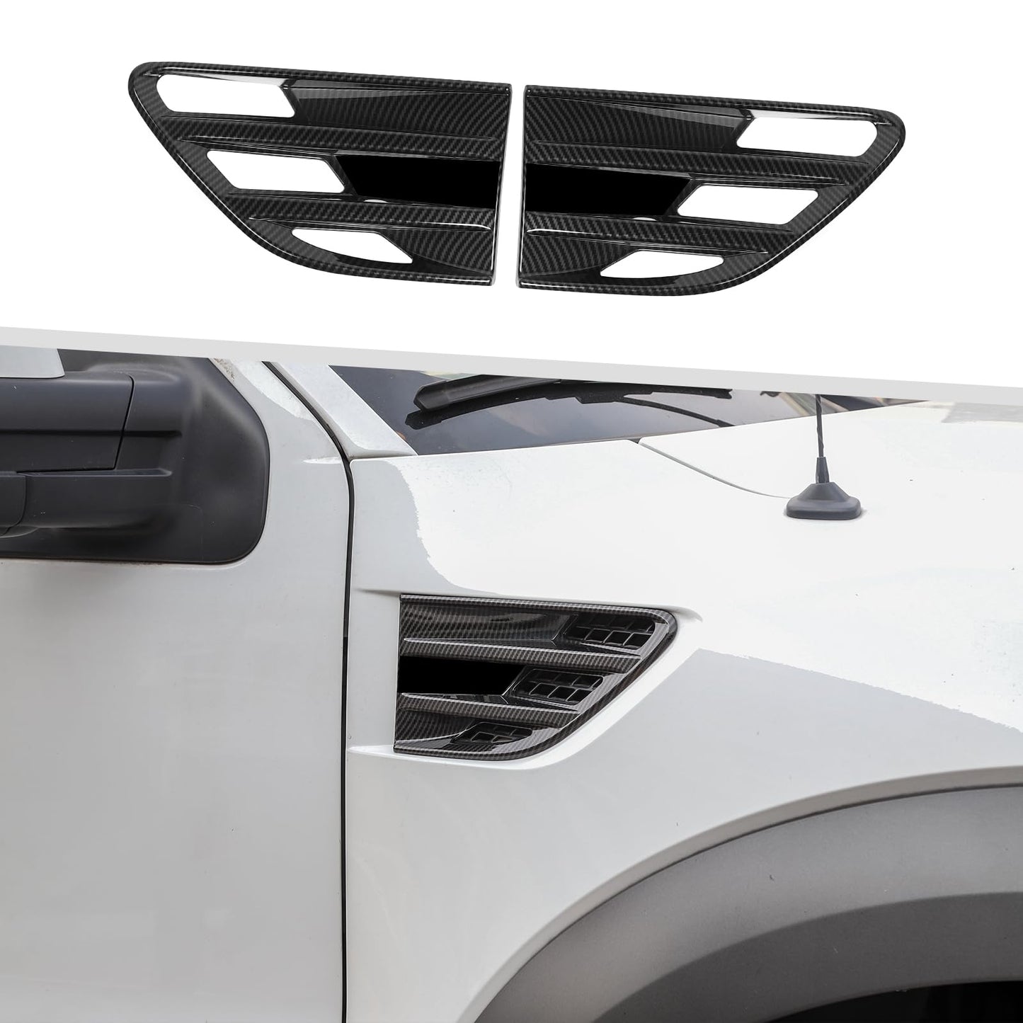 Jimen Fit for Ford F-150 SVT Raptor 2009-2014, 2PCS Car Side Fender Vent Cover Trim (Black)