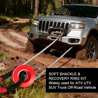Snatch 66000 LB Recovery Ring with 2 PCS Soft Shackle 1/2" X 22 Inch Winch Rope for ATV UTV SUV Truck Off Road