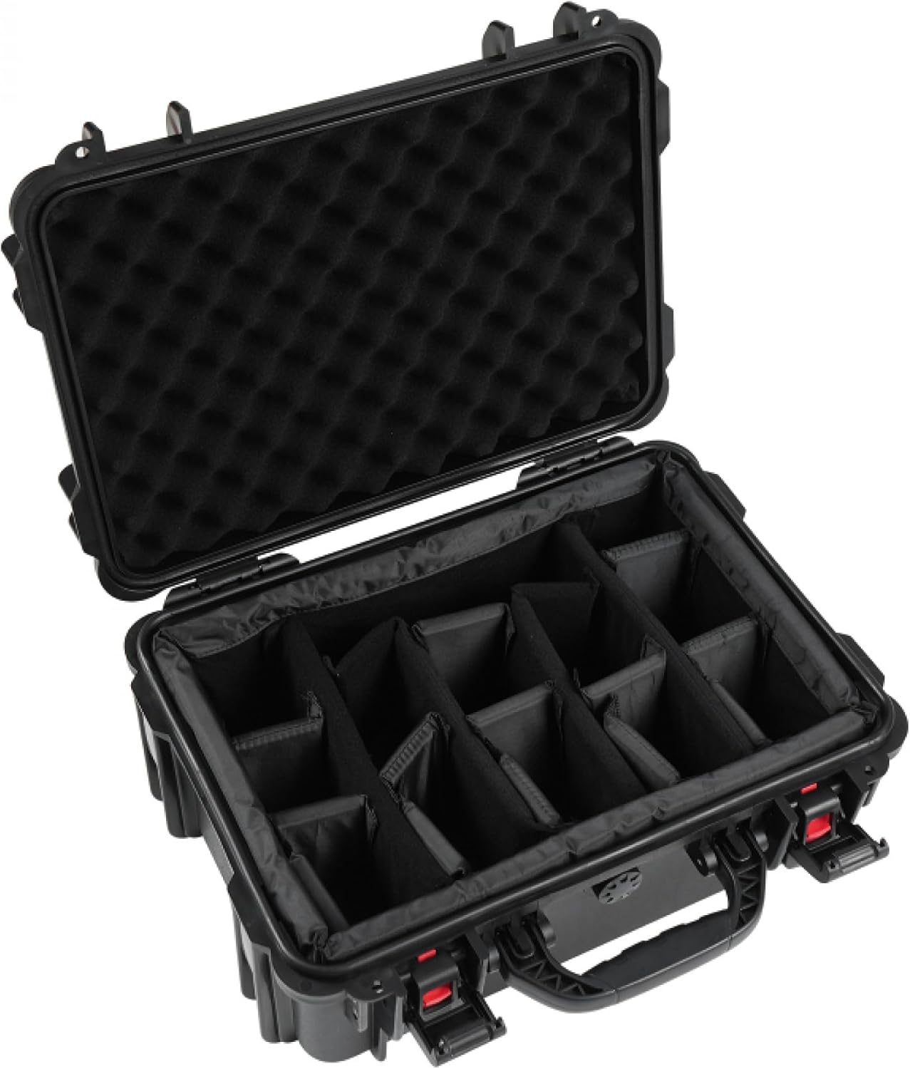 Waterproof Hard Case with Lid Storage Box and Dividers - Black Plastic Precision Instrument Case