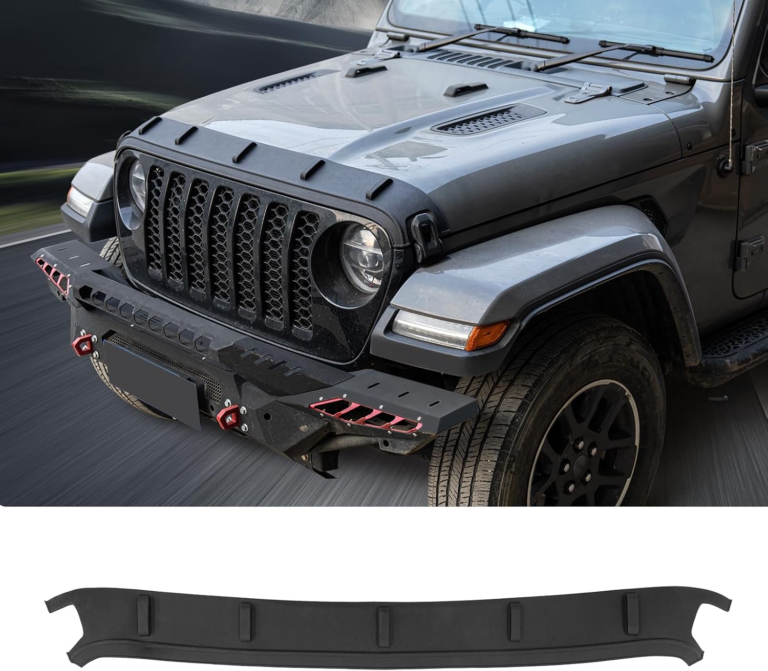Hood Protector Compatible with 2020+ Jeep Gladiator 2018+ Jeep Wrangler JL Hood Shield TPE Hood Deflector Hood Guard for 2024 2025 Gladiator Wrangler JL Accessories
