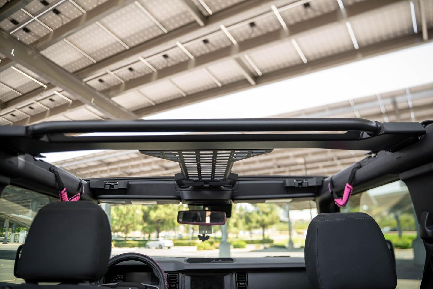 DV8 Offroad 2-Door Overhead Molle Panel for 2021-2025 Ford Bronco | Mounts Daily Gear & Supplies | Steel Grab Handle & Accessory Mount | (1) Light Mount | Black Powder Coat Finish | Steel Construction
