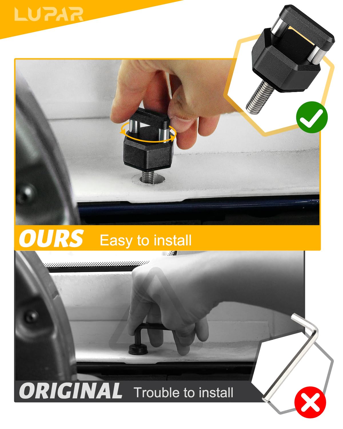 Quick Removal Thumb Screw with D Ring, Aluminum Alloy Hardtop Bolts Compatible with Jeep Wrangler JK JKU JL JLU JT, Black(6 PCS)
