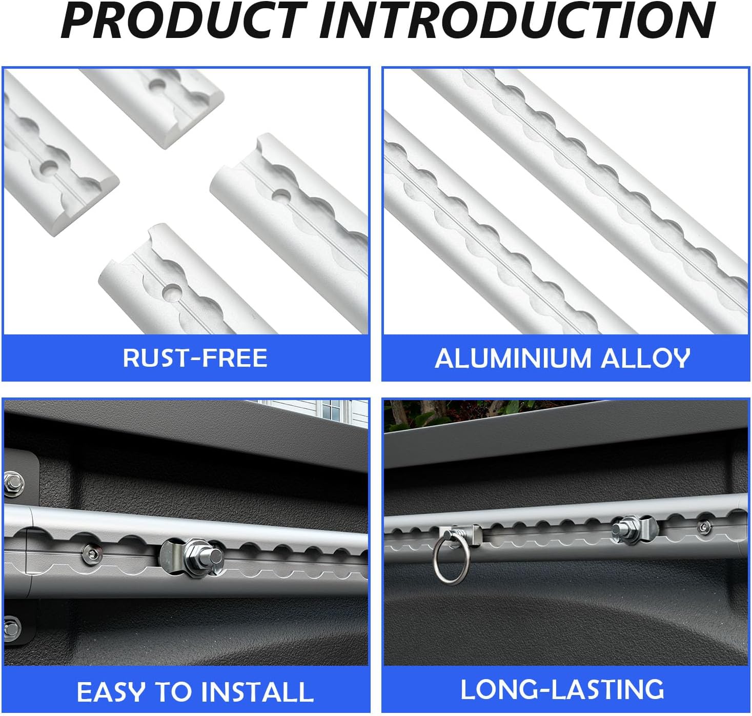 5.7FT Side Bed Rail Compatible with 2019-2025 Dodge Ram 1500 Tie Down Rail Trail Rail System Replacement for 2019-2025 Dodge Ram 1500 Accessories (Side Trail Rail)