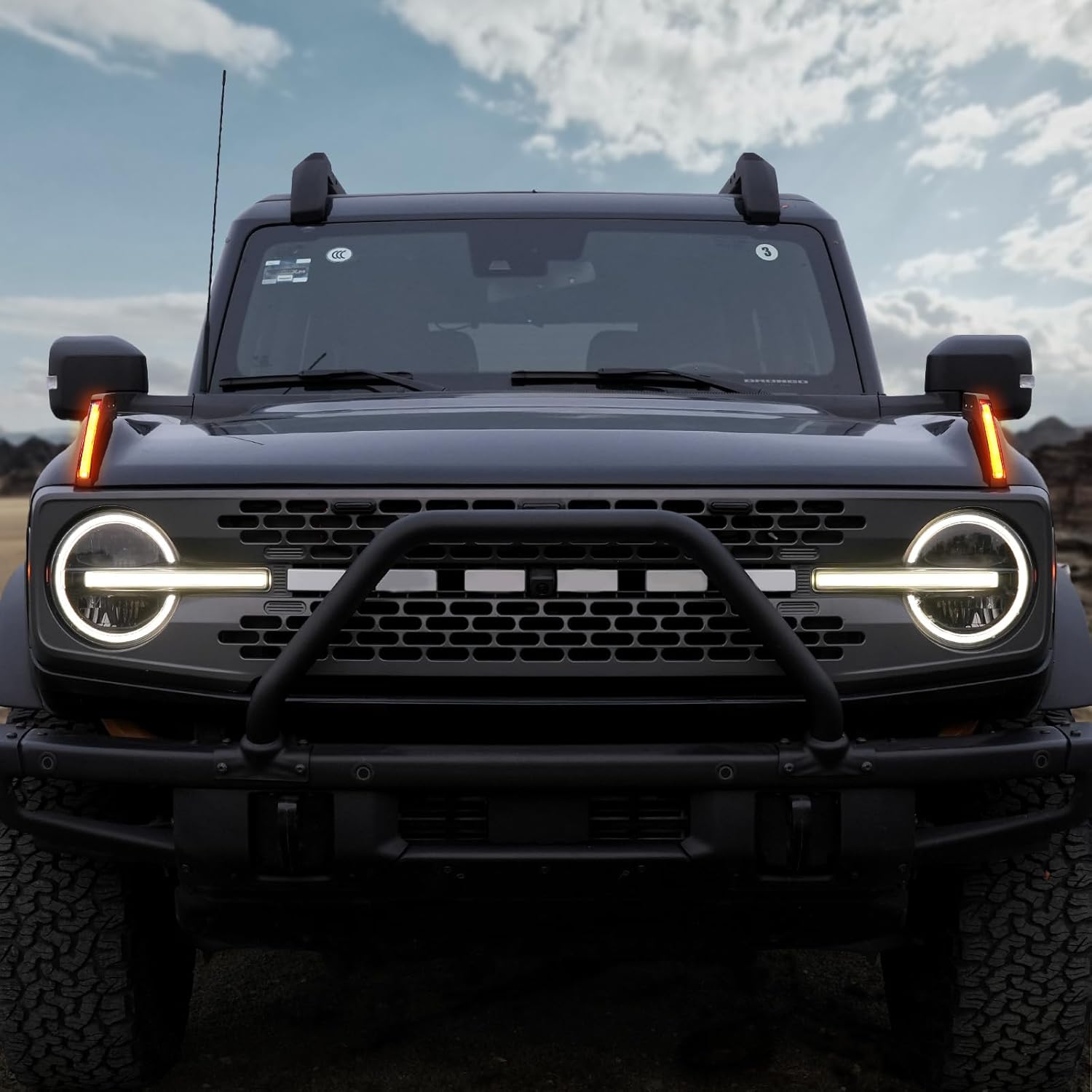 Mabett Trail Sight Light with Built-in Marker Lights for Ford Bronco 2021–2025, Upgrade Hood LED Light Fit for Bronco Accessories 2/4-Door, Turn Signal and Marker Lighting