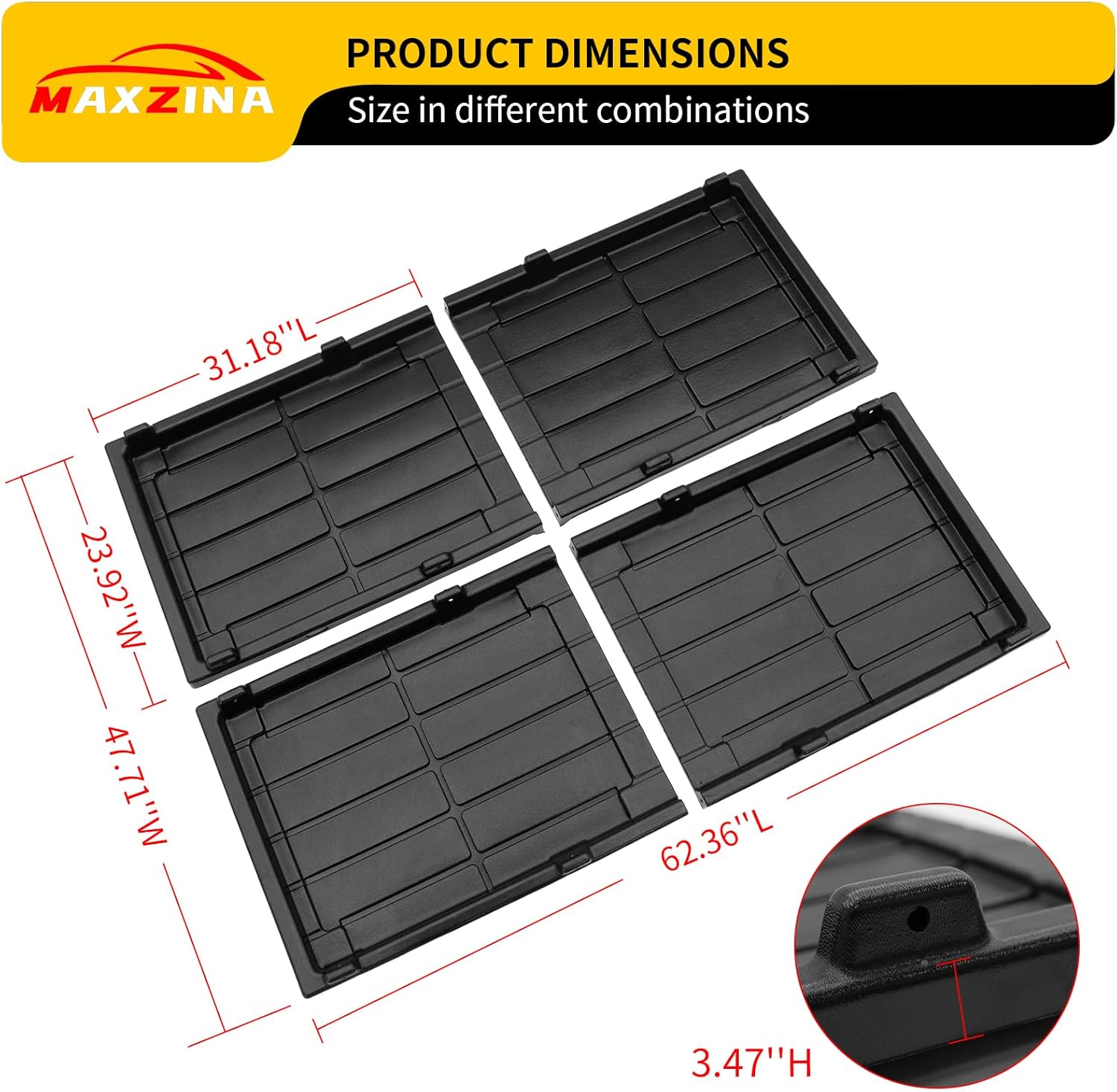 Slide-Out Truck Bed Cargo Tray Compatible with Ford F-150 Chevy Silverado GMC Sierra Dodge Ram Toyota Tundra ABS Plastic Lightweight Truck Bed Organizer Trolley System (62.36''*47.71''*3.47'')