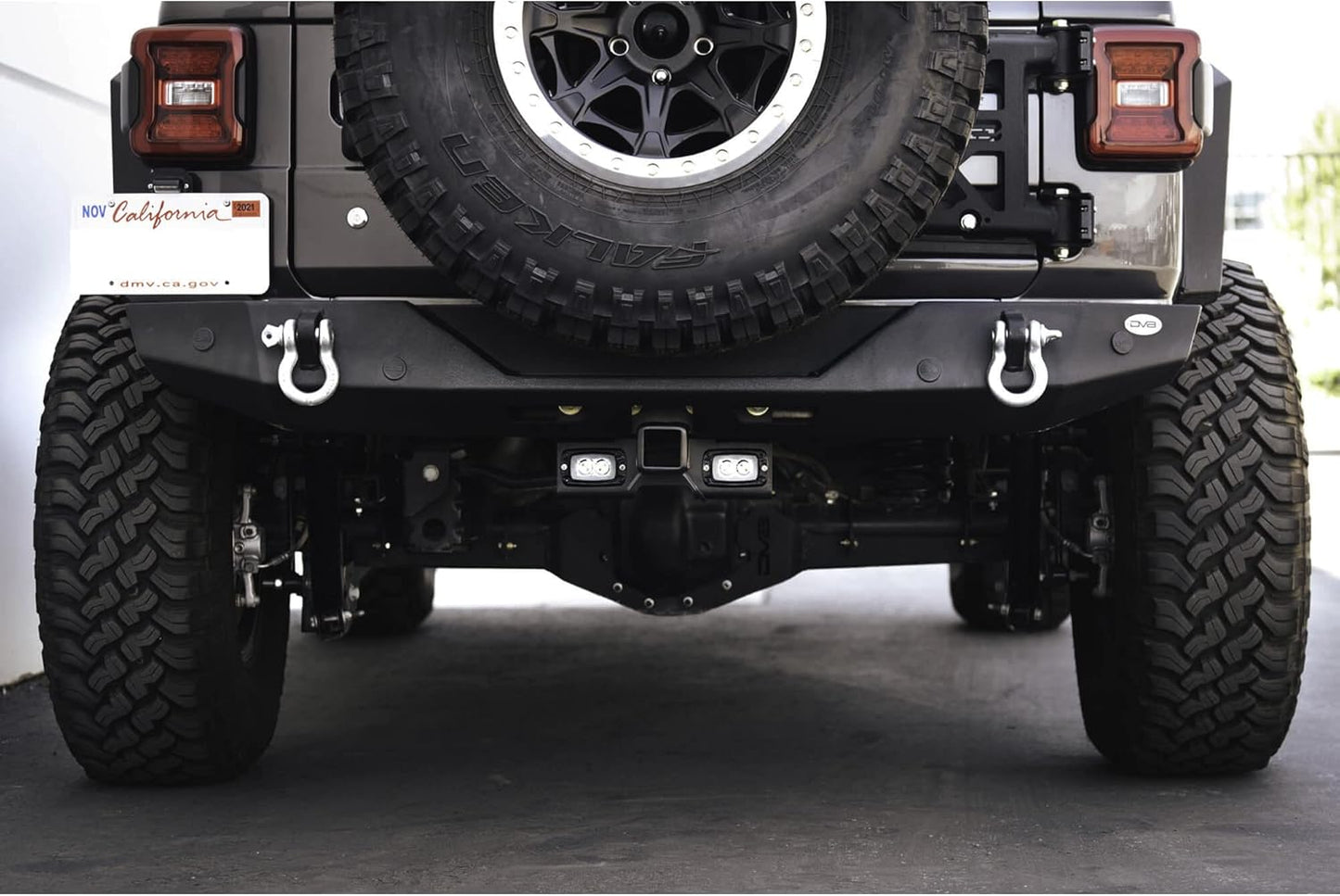 Bolt-on Hitch with Lights Compatible with 2007-2018 Jeep Wrangler JK & 2018-2025 Jeep Wrangler JL | Uses Factory Mounting Location | 2-inch Receiver | LED Lights Included | DV8 Offroad