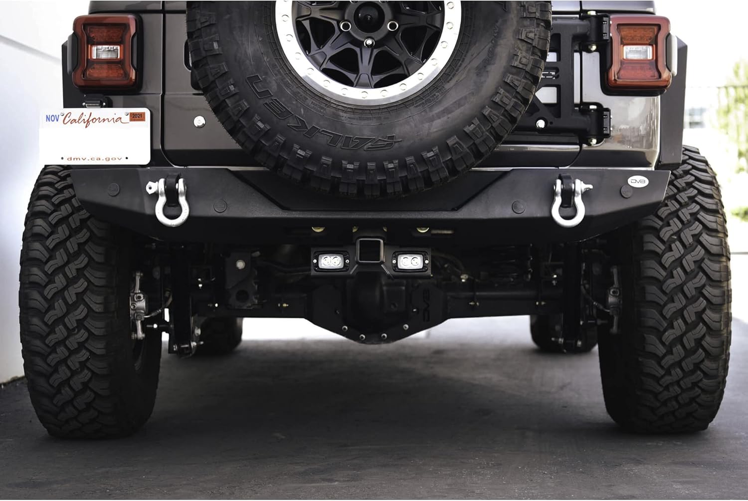 Bolt-on Hitch with Lights Compatible with 2007-2018 Jeep Wrangler JK & 2018-2025 Jeep Wrangler JL | Uses Factory Mounting Location | 2-inch Receiver | LED Lights Included | DV8 Offroad