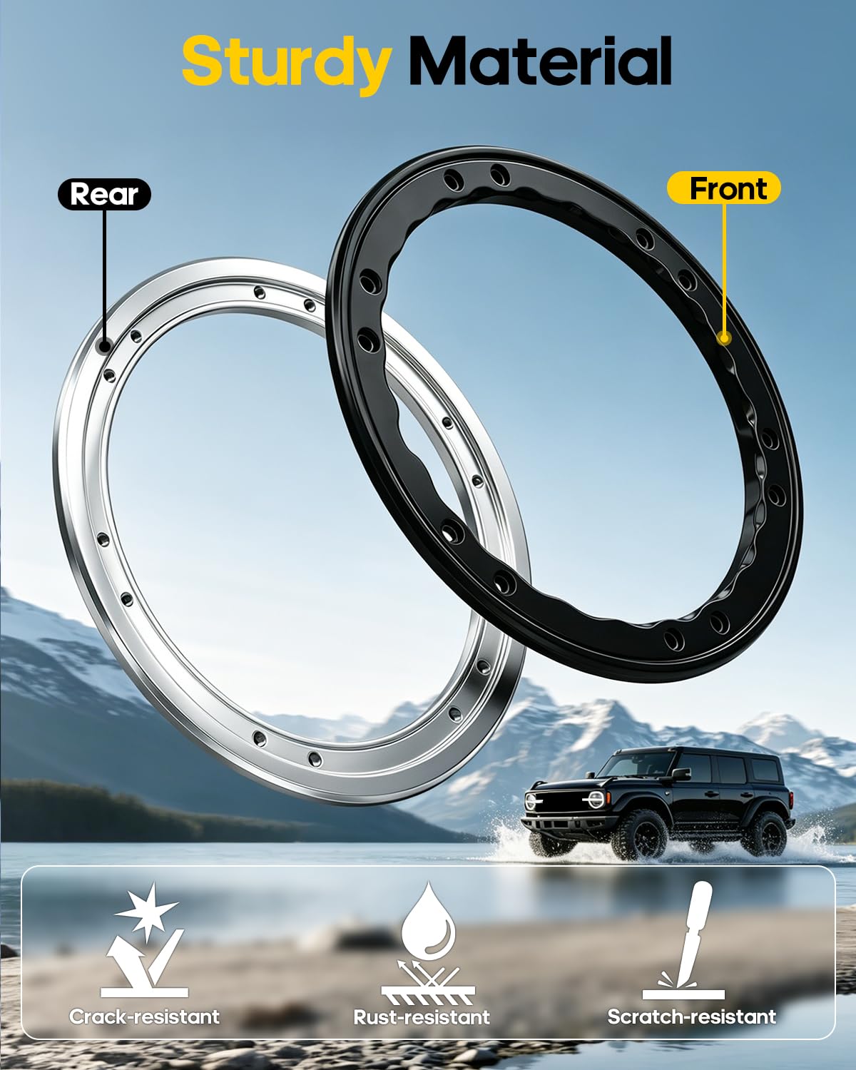5 Pcs Bead Lock Wheel Trim Rings Kit Fit for 2021-2026 Ford Bronco
