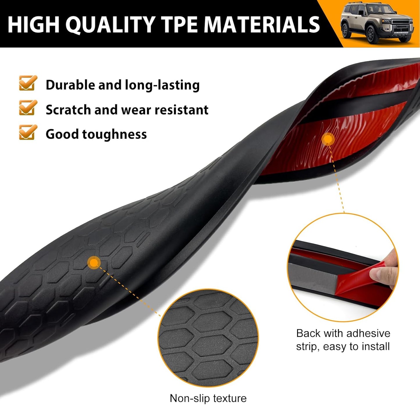 TPE Door Sill Guards Compatible with 2024 2025 Toyota Land Cruiser Prado 250 J250 LC250