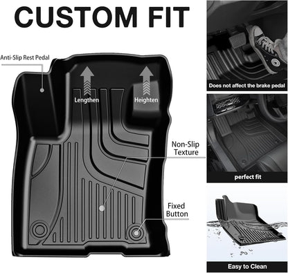 AOMSAZTO Car Floor Mats for Ford Bronco Sport 2021 2022 2023 2024 2025, All Weather Car Floor Mats, 1st & 2nd Row Full Set Floor Liners, Heavy Duty Anti Skid Car Mats, Black
