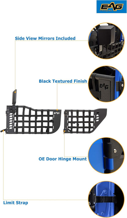 Matrix Trail Tubular Door with Side View Mirror Fit for 07-18 Wrangler JK 4 Door Only