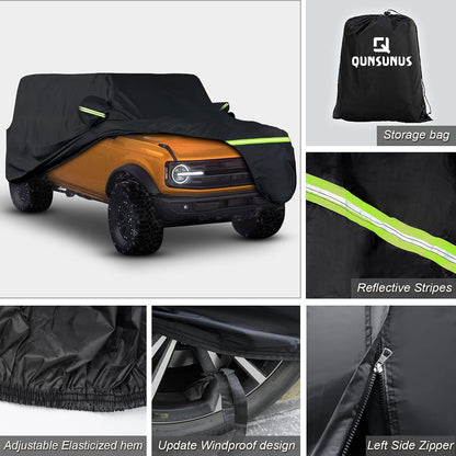 6 Layer SUV Car Cover for Bronco 4 Door Car Cover Waterproof All Weather 210T Windproof Fit for Bronco 2021 2022 2023 - OMOTOR