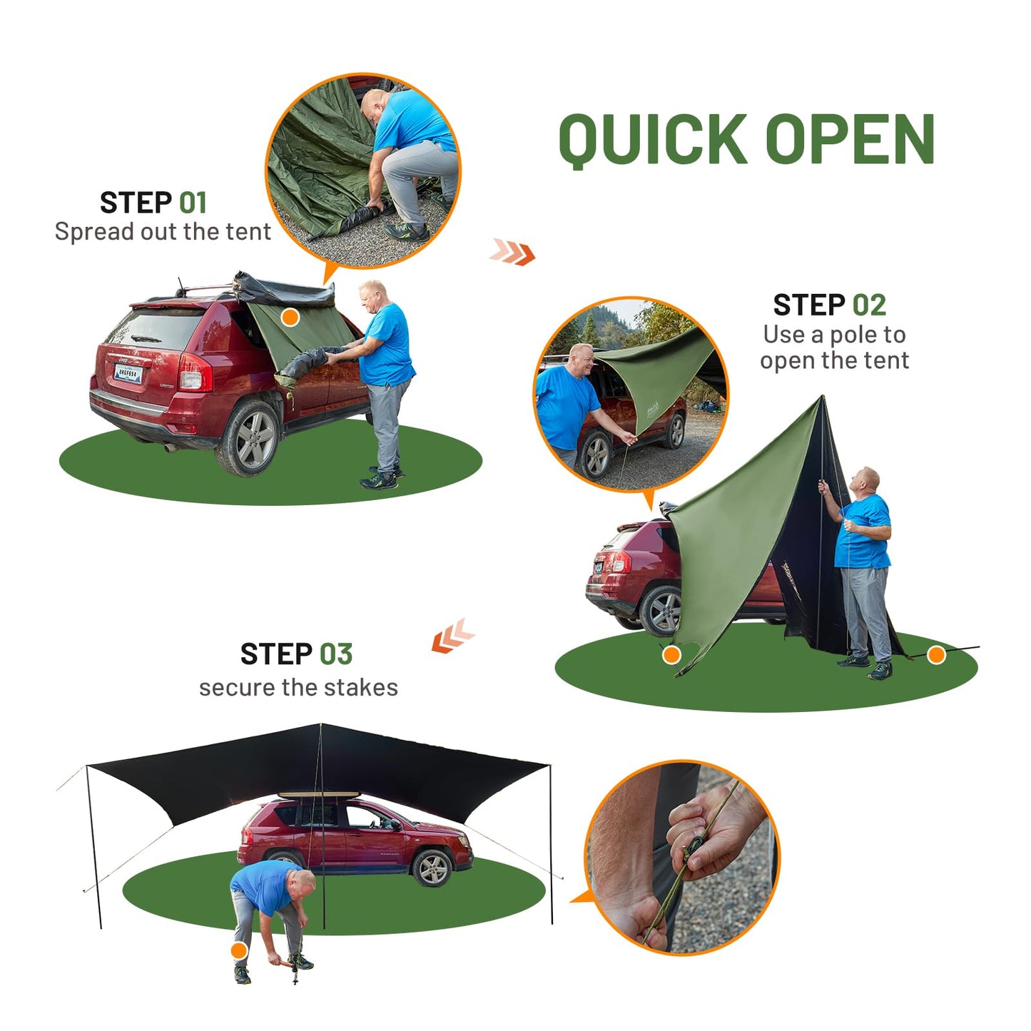 19x9.8ft Retractable Car Awning with Blackout Coating for Vehicle/Truck/Jeep/SUV/Van