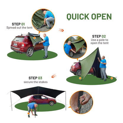19x9.8ft Retractable Car Awning with Blackout Coating for Vehicle/Truck/Jeep/SUV/Van
