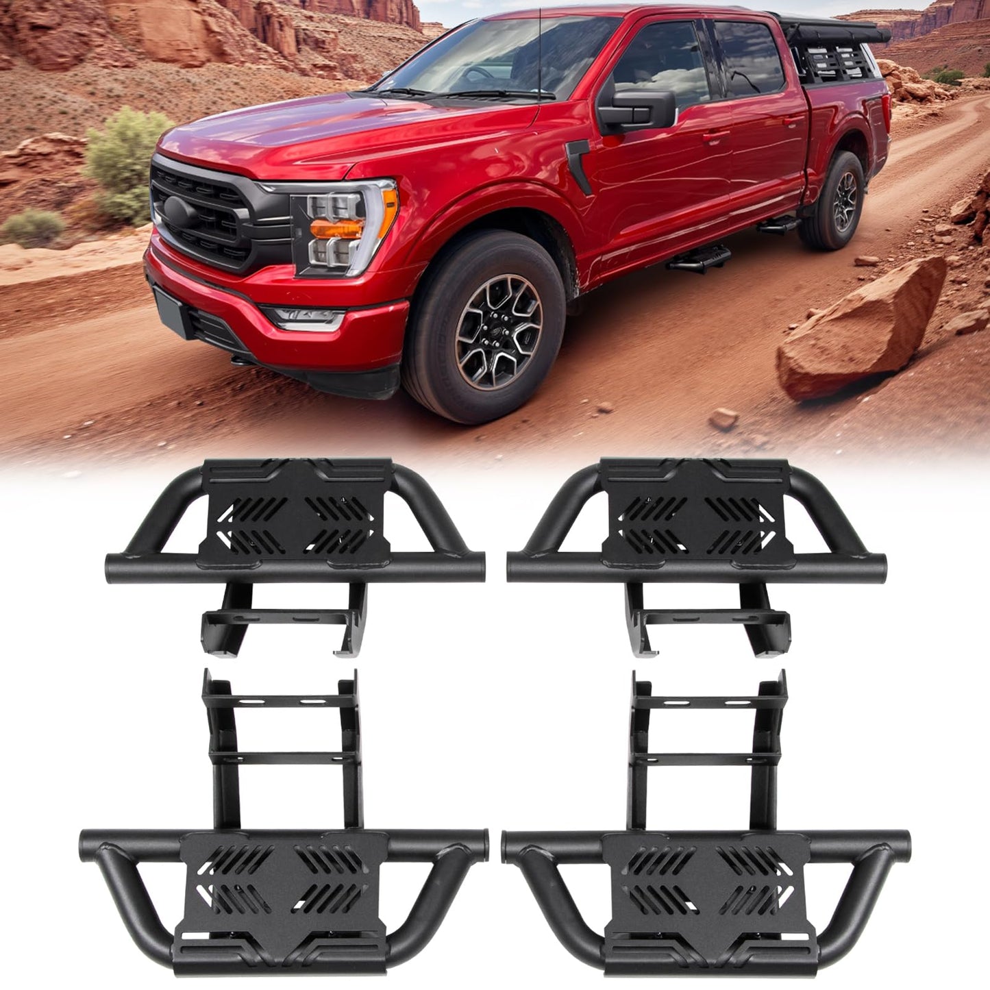 Side Steps Running Boards Compatible with 2015-2026 Ford F150 SuperCrew & 2017-2026 F250 F350 Super Duty