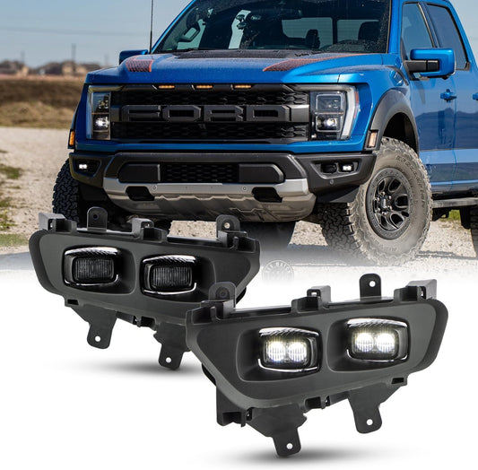 AKKON -Fits 2021-2025 Ford F150 Raptor LED Driving Bumper Fog Lights Pair Left+Right w/Wire Harness Bracket Power Switch
