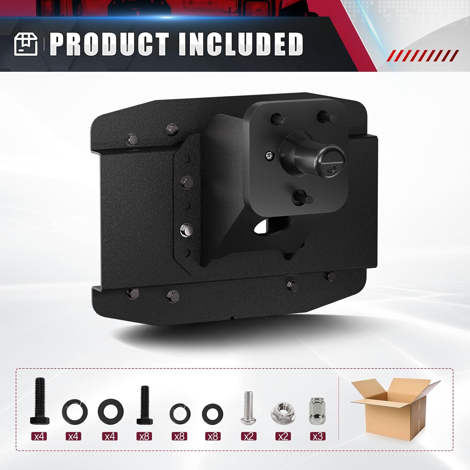 for Wrangler JL Adjustable Spare Tire Carrier Compatible with 2018-2025 Jeep Wrangler JL JLU Unlimited Heavy Duty Spare Tire Lift up to 40 inches with Rear-view Camera Slot (Camera not Included)