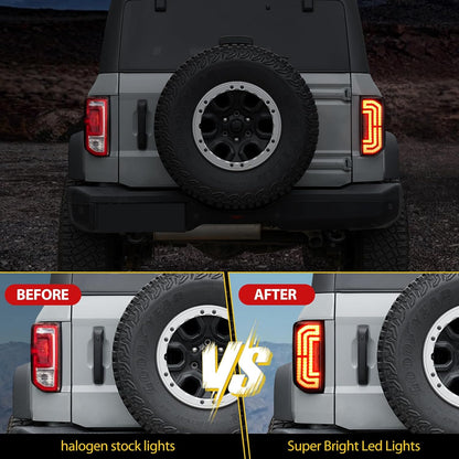 FIERYRED LED Tail Lights for Ford Bronco Accessories 2024 2023 2022 2021 2/4 Door, Taillights Replacement with Plug & Play Design, Only Fit for Halogen Original Bronco Accessories