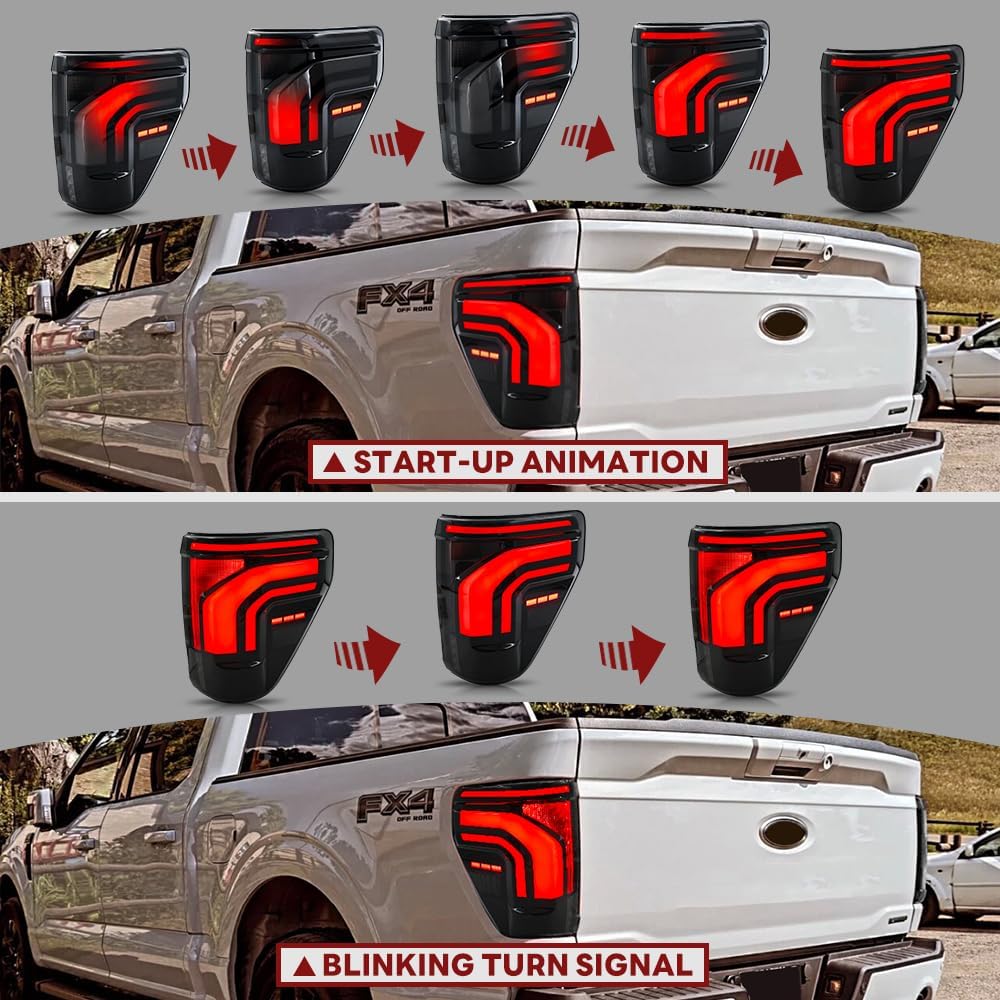 Tail Light For Ford F150 F-150 2021-2025 LED Taillights Assembly Compatible with F-150 All Models Smoke Lens Driver & Passenger Side Rear Lamps (1 Pair)