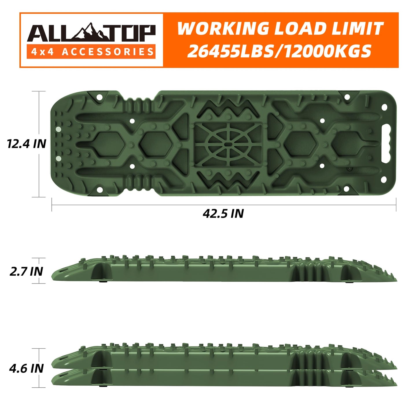2PCS Traction Boards with Build-in Jack Base & Mounting Kit for Overlanding