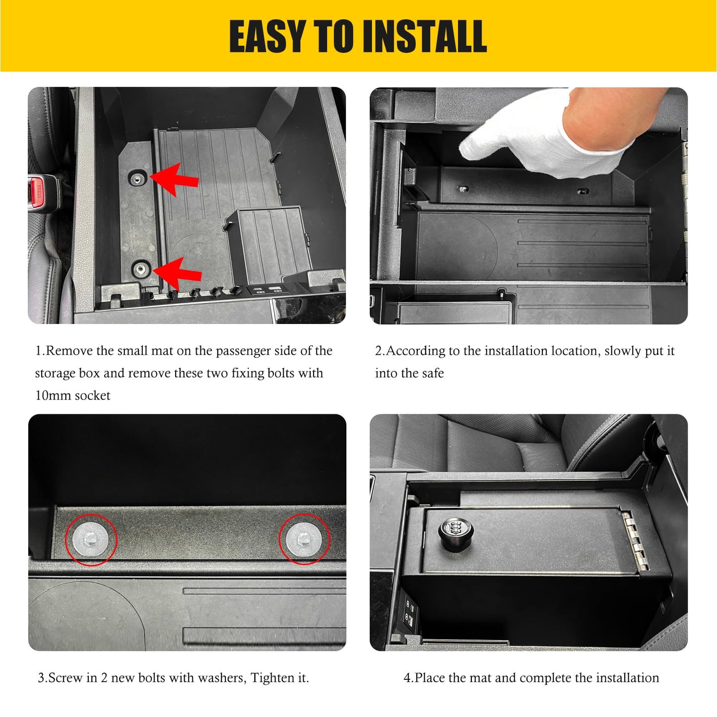 Center Console Gun Safe Box For Toyota Tundra 2022-2026/Sequoia 2023-2026