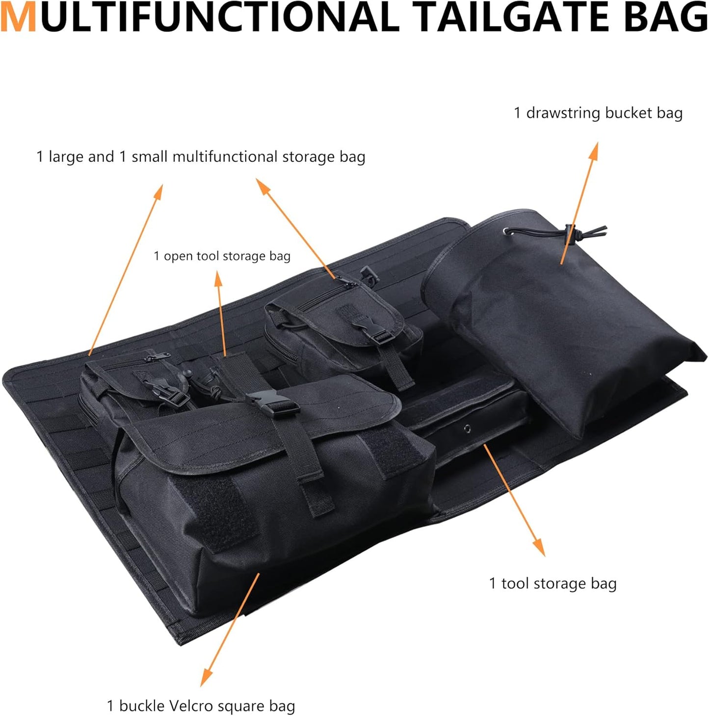 7Pcs Tailgate Storage Bag for 2021 - 2026 Ford Bronco 2/4 Door (Black)