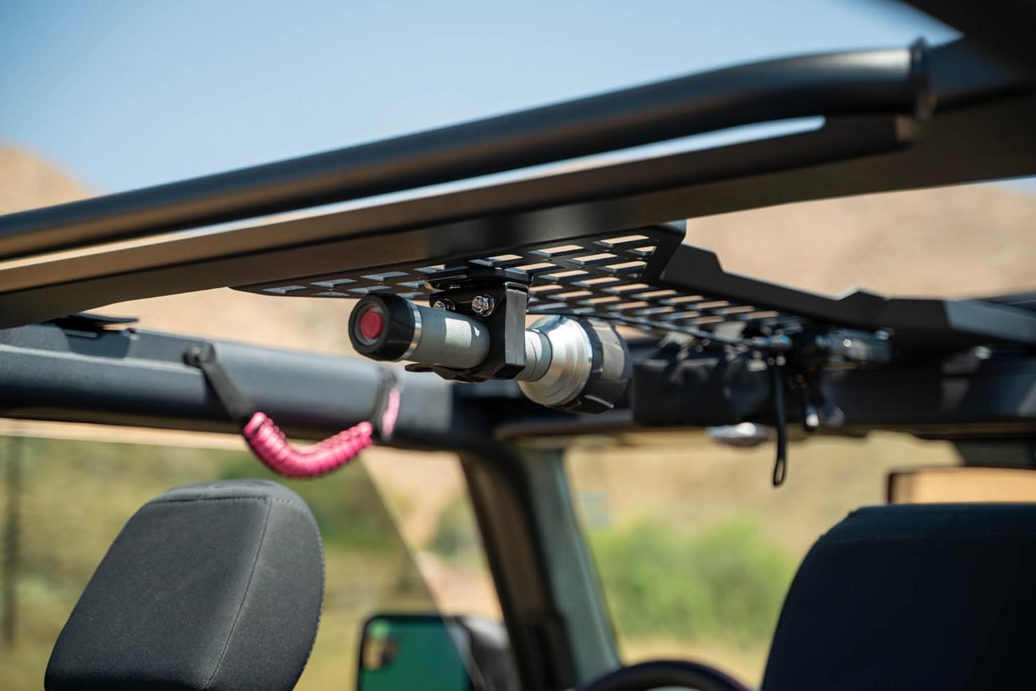 DV8 Offroad 2-Door Overhead Molle Panel for 2021-2025 Ford Bronco | Mounts Daily Gear & Supplies | Steel Grab Handle & Accessory Mount | (1) Light Mount | Black Powder Coat Finish | Steel Construction
