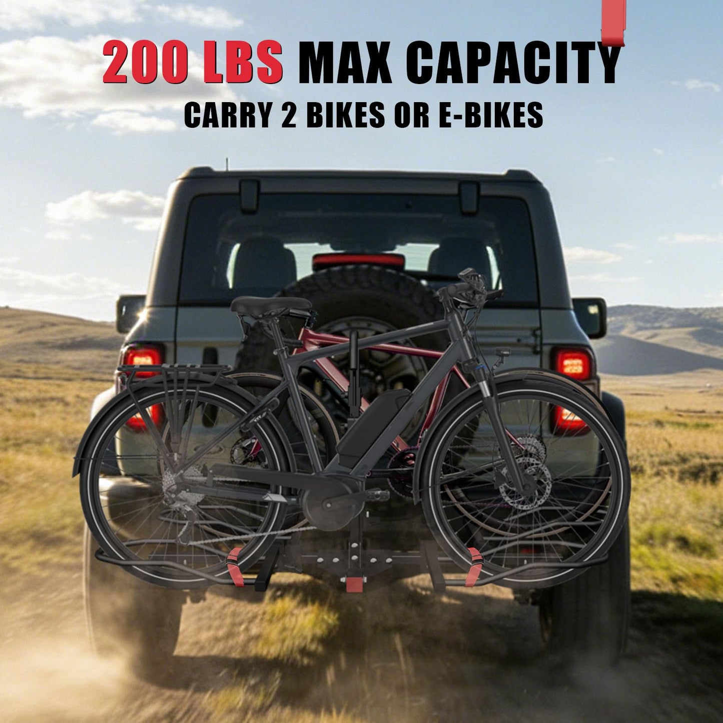 Hitch Mount 2-Bike Rack for Car, 200LB, Tilting, Fat Tire Compatible