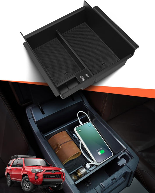 Center Console Organizer Tray with USB Port for Toyota 4Runner 2010-2023 - OMOTOR
