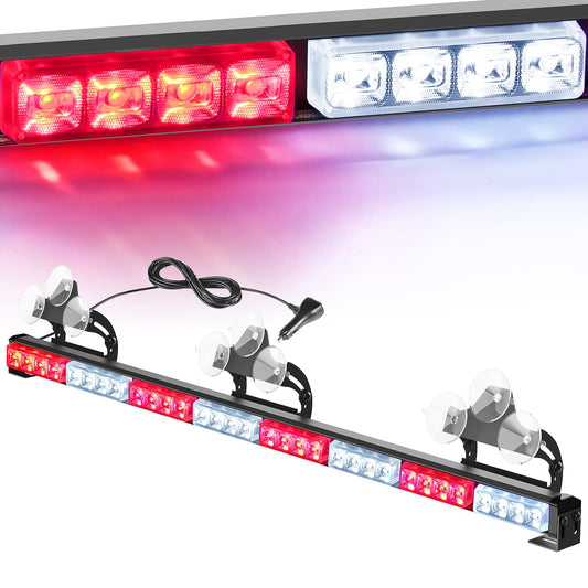 Traffic Advisor Emergency Strobe Light Bar 35Inch 32LED 21 Flash Patterns Directional Safety Warning Lights with Cigar Lighter on Trucks Police Cars Construction Vehicles