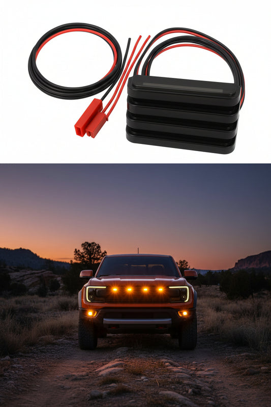 4Pcs Amber LED Front Grille Lights Compatible with 2022-2025 Ford Next-Gen Ranger Raptor