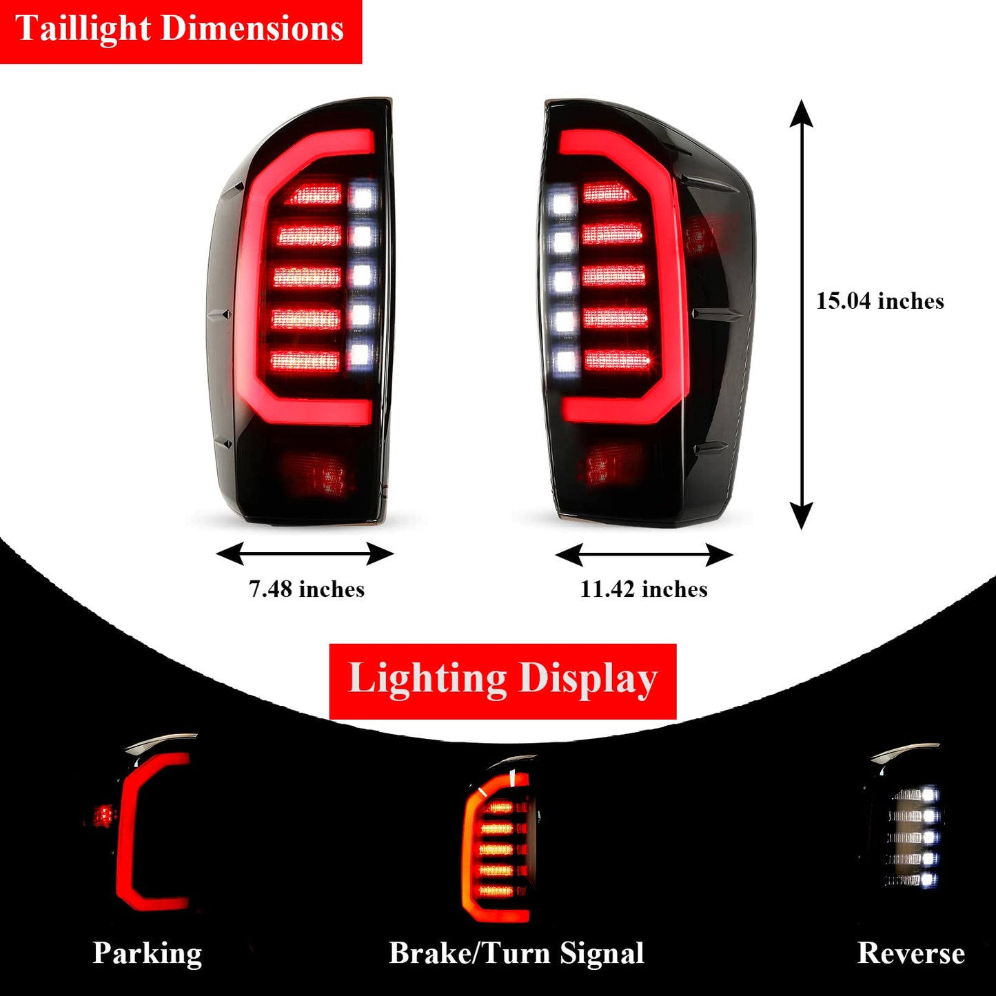 LED Brake Tail Light Rear Lamp Fit for 2016 - 2023 Toyota Tacoma