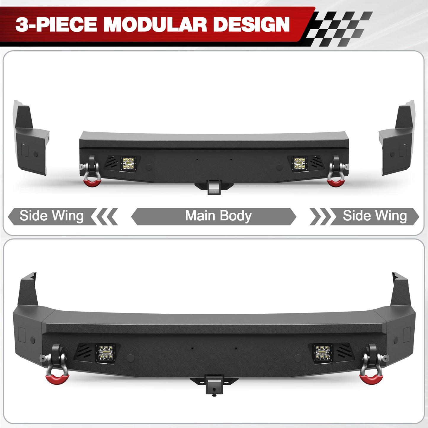 Front Lower/ Rear Bumper with LED Lights for 2024-2026 Toyota Land Cruiser 250