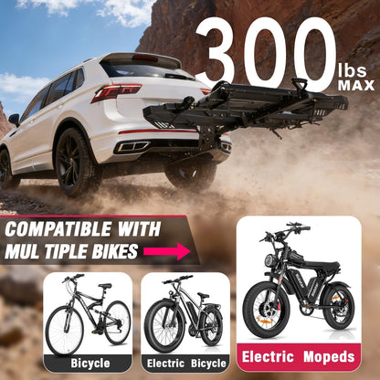 Foldable Hitch Bike Rack for 2 Fat Tire E-Bikes