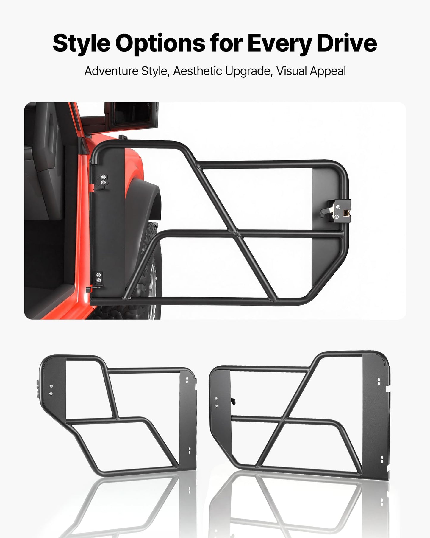 Steel Off Road Front & Rear Tubular Half Doors Compatible with 2021-2026 Ford Bronco (Excluding Bronco Sport)