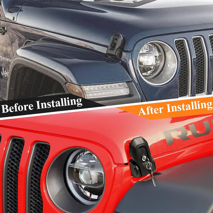 Buling Wrangler Factory Locking Hood Latches with Keys Compatible with Jeep Wrangler JL JLU 2018-2025 & Jeep Gladiator JT 2020-2025 (Matte Black)