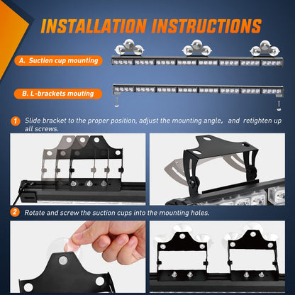 Traffic Advisor Emergency Strobe Light Bar 35Inch 32LED 21 Flash Patterns Directional Safety Warning Lights with Cigar Lighter on Trucks Police Cars Construction Vehicles