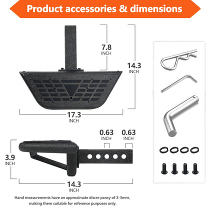 Towing Hitch Steps for 2" Hitch Receiver, Rear Trailer Hitch Bumper Guard Protector Universal Black Hitch Step Bar for Pickup Truck SUV - OMOTOR