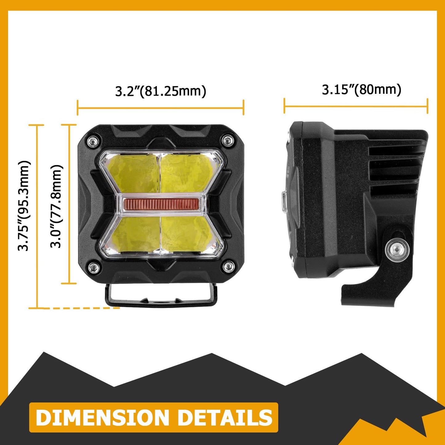 Ditch Hood Light Mounting Brackets Kit with 3 Inch LED Light Pods Wiring Harness Compatible with Toyota 4Runner 2003-2009