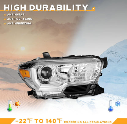LED DRL Headlights for 2016-2022 Toyota Tacoma TRD/Limited - Black/Chrome Housing, Headlight Assembly Replacement - OMOTOR