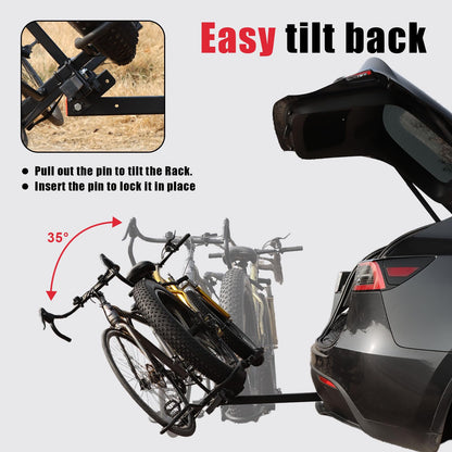 Hitch Mount 2-Bike Rack for Car, 200LB, Tilting, Fat Tire Compatible