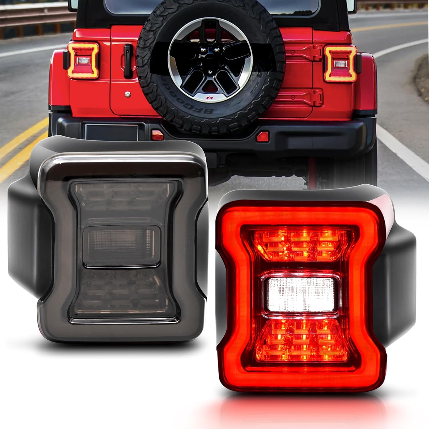 Smoked Lens Full LED Tail Light Fit for 2018-2026 Jeep Wrangler JL