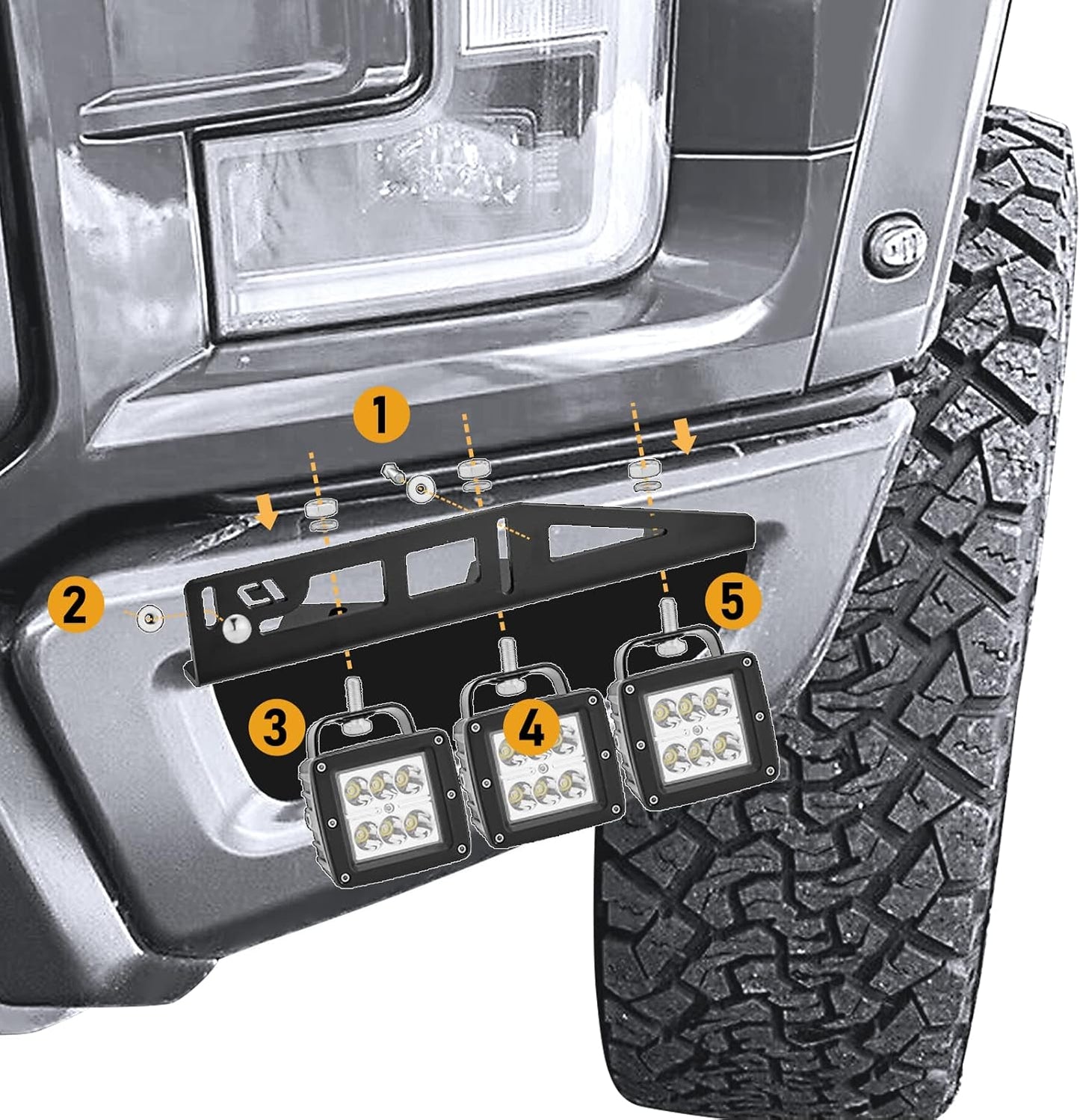 24W LED Fog Work Light Pods & Front Bumper Mount Bracket Kit w/Rocking Switch Wiring Kit Compatible with Ford SVT Raptor 2017-2020 2nd Generation