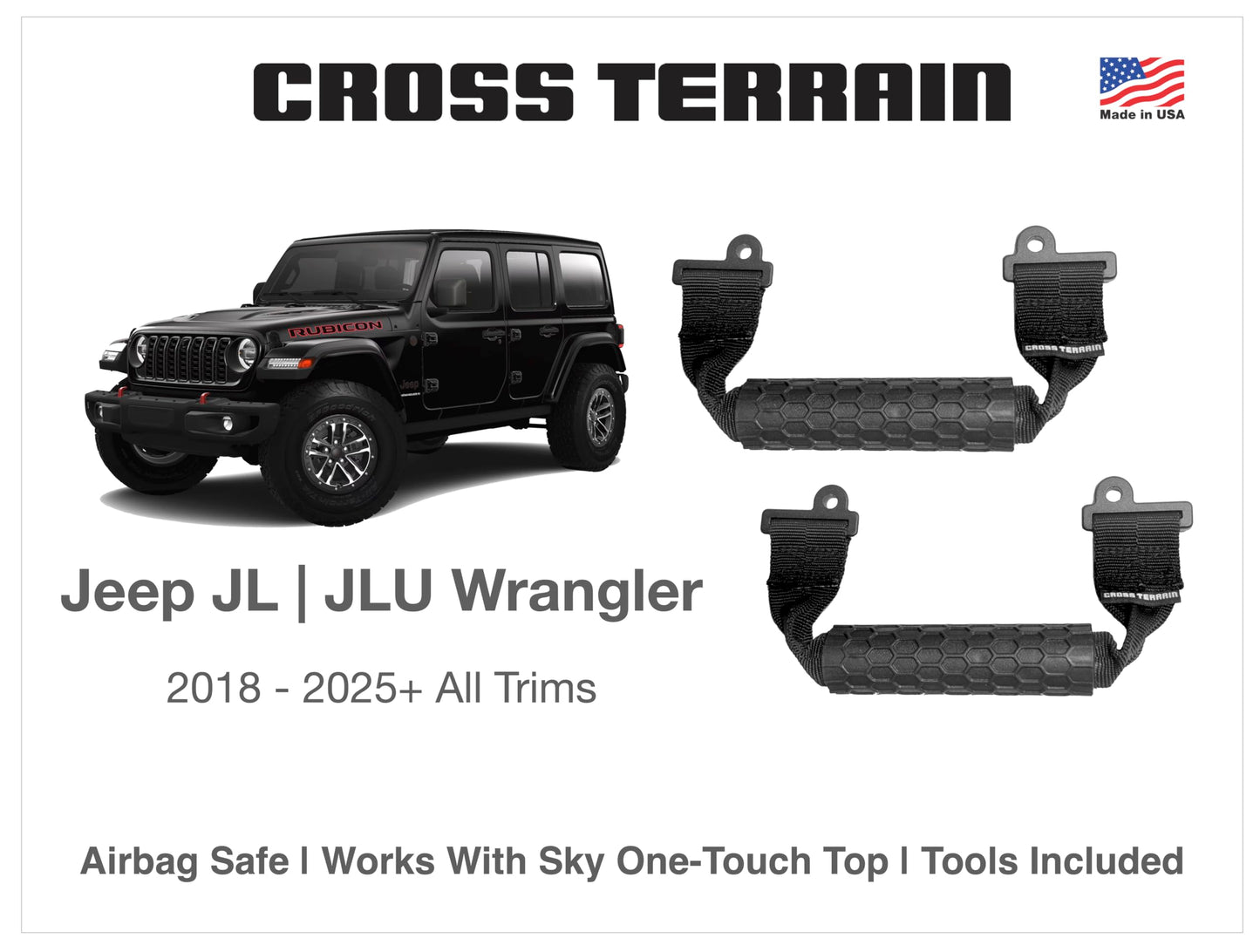 2 Pcs Grab Handles for Jeep Wrangler JL 2018–2026 Gladiator JT 2024–2026, Magnetic, Airbag Compatible